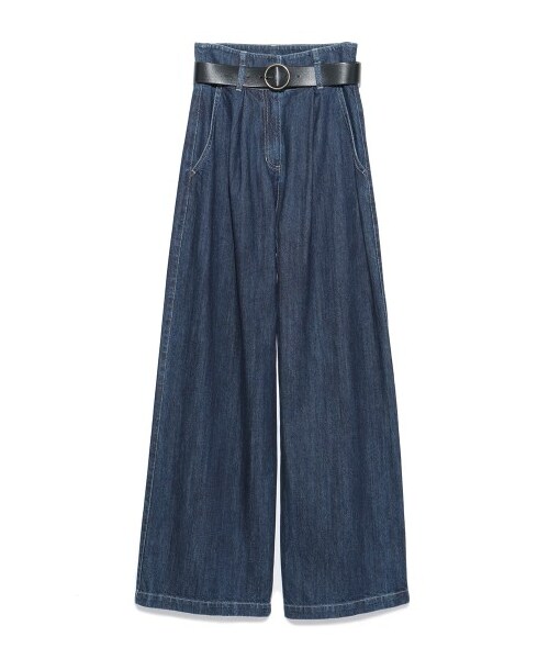 SNIDEL（スナイデル）の「ベルト付きワイドデニムパンツ（デニムパンツ・レディース・WHT/SAX/IND・0/1）」の3枚目の写真