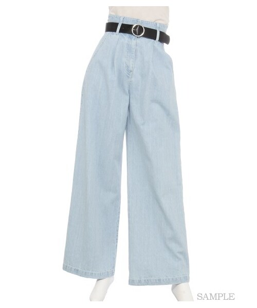 SNIDEL（スナイデル）の「ベルト付きワイドデニムパンツ（デニムパンツ・レディース・WHT/SAX/IND・0/1）」の11枚目の写真