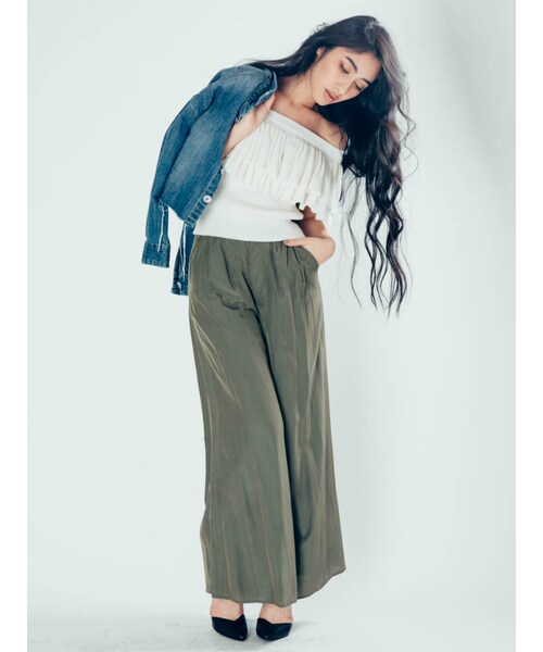 GYDA（ジェイダ）の「ウエストタックフレアパンツ（パンツ・レディース・オフホワイト/ベージュ/カーキ・S/M）」の5枚目の写真