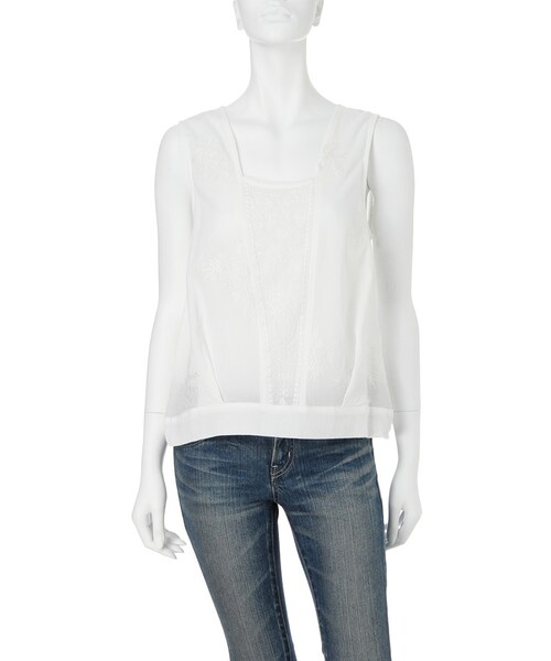 Ungrid（アングリッド）の「シフォン刺繍ノースリブラウス（トップス・レディース・オフホワイト/ブラック・F）」の4枚目の写真