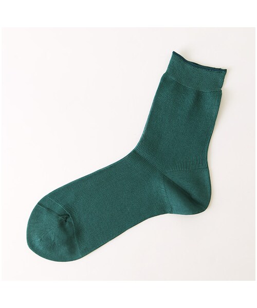 Tabio(タビオ)の「◆綿100%◆1×1リブショートソックス(ソックス・靴下・レディース・フォレストグリーン/パープルネイビー・23.0~24.0cm)」の1枚目の写真