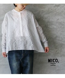 nicholson&nicholson | nicholson and nicholson TOIMOI ストライプコットンブラウス(シャツ/ブラウス)
