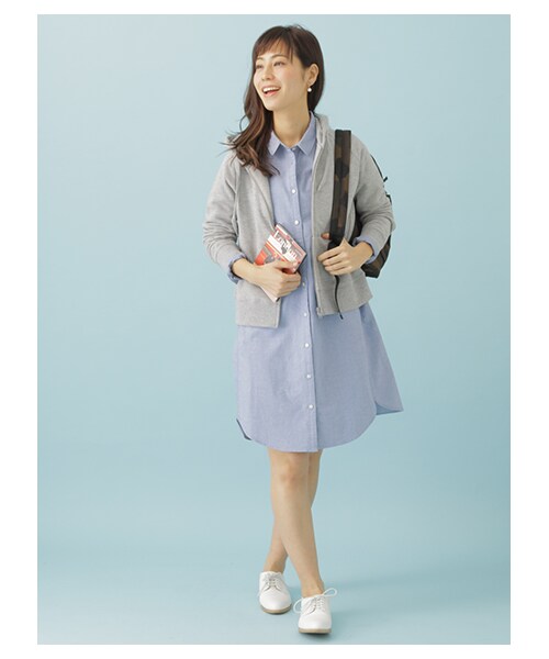 Green Parks(グリーンパークス)の「・オーガニックコットンオックスシャツワンピース(ワンピース/ドレス・オフホワイト/サックスブルー/ブルー・M/L)」の6枚目の写真