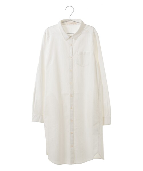 Green Parks(グリーンパークス)の「・オーガニックコットンオックスシャツワンピース(ワンピース/ドレス・オフホワイト/サックスブルー/ブルー・M/L)」の1枚目の写真