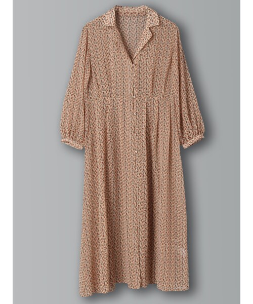 E hyphen world gallery（イーハイフンワールドギャラリー）の「シフォン小花柄ロングガウン（ワンピース/ドレス・レッド/ベージュ/ネイビー・F）」の2枚目の写真