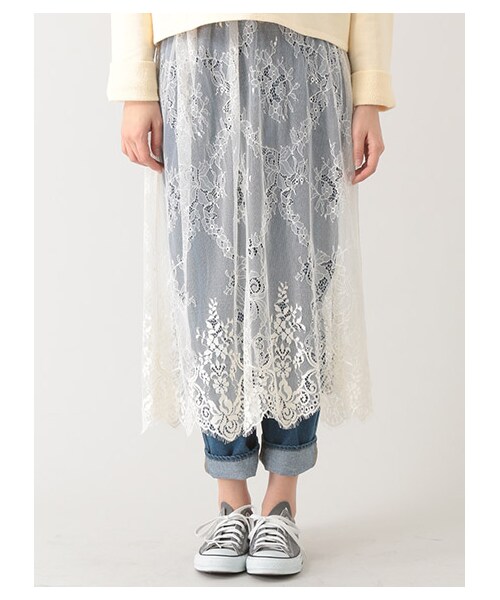 E hyphen world gallery（イーハイフンワールドギャラリー）の「レースマキシスカート（スカート・アイボリー/オフホワイト/ブラック/カーキ・F）」の5枚目の写真