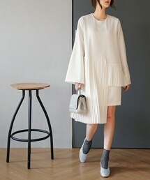 DHOLIC | ユニークアンバランスプリーツヘムワンピース(ワンピース)