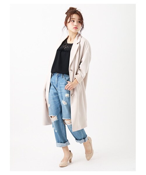 earth music&ecology（アースミュージックアンドエコロジー）の「フリンジレースドッキングプルオーバー（トップス・アイボリー/ブラック/ピンクベージュ・F）」の10枚目の写真