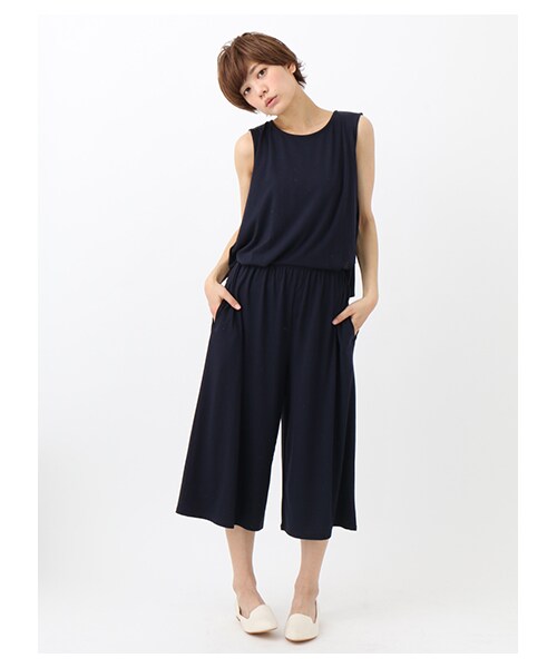 earth music&ecology（アースミュージックアンドエコロジー）の「【Special Price】オールインワンワイドパンツ（オールインワン・サロペット・ブラック/ネイビー・S/M）」の3枚目の写真