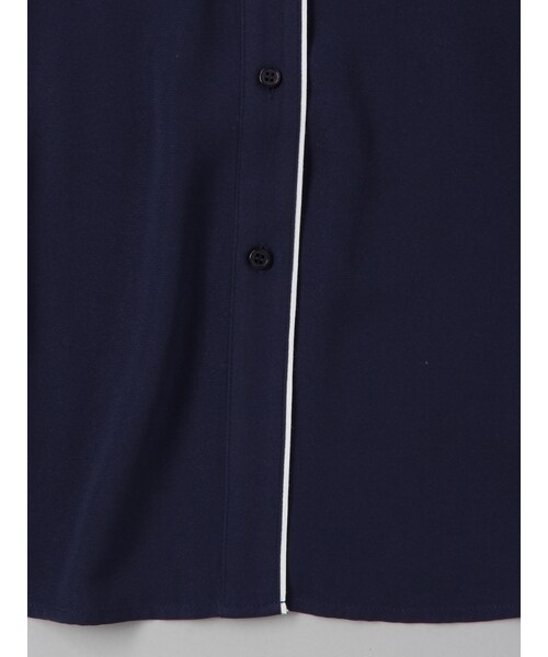 E hyphen world gallery(イーハイフンワールドギャラリー)の「ソフトジョーゼットパジャマワンピース(ワンピース/ドレス・オフホワイト/ネイビー/ギンガムチェック・F)」の7枚目の写真