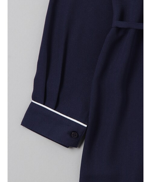 E hyphen world gallery(イーハイフンワールドギャラリー)の「ソフトジョーゼットパジャマワンピース(ワンピース/ドレス・オフホワイト/ネイビー/ギンガムチェック・F)」の10枚目の写真