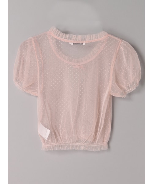 E hyphen world gallery Bon Bon（イーハイフンワールドギャラリーボンボン）の「SSドットチュールパフプルオーバー（トップス・ホワイト/ブラック/ピンク・S/M）」の5枚目の写真