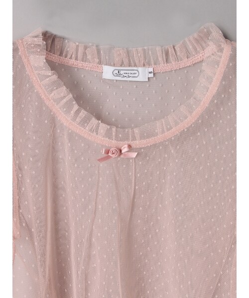 E hyphen world gallery Bon Bon（イーハイフンワールドギャラリーボンボン）の「SSドットチュールパフプルオーバー（トップス・ホワイト/ブラック/ピンク・S/M）」の6枚目の写真