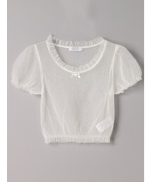 E hyphen world gallery Bon Bon | SSドットチュールパフプルオーバー(トップス)