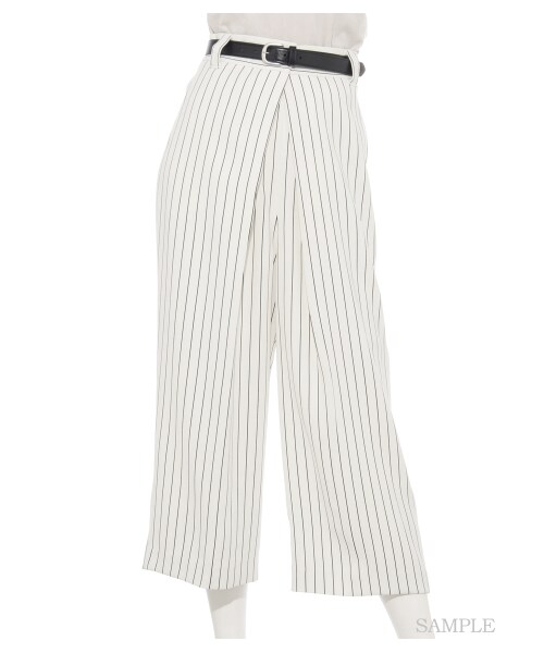 SNIDEL（スナイデル）の「ベルト付きガウチョパンツ（ワイドパンツ・レディース・STRIPE/BEG/BLK・0/1）」の10枚目の写真