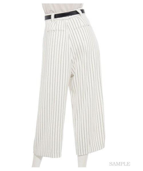SNIDEL（スナイデル）の「ベルト付きガウチョパンツ（ワイドパンツ・レディース・STRIPE/BEG/BLK・0/1）」の5枚目の写真