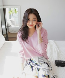 DHOLIC | Vネックサイドスリットニットプルオーバー(ニット/セーター)