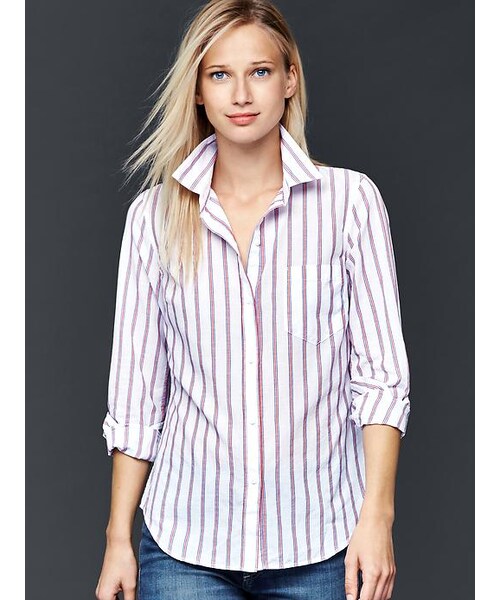 Gap（ギャップ）の「Gap Fitted Boyfriend Stripe Shirt（その他）」 WEAR