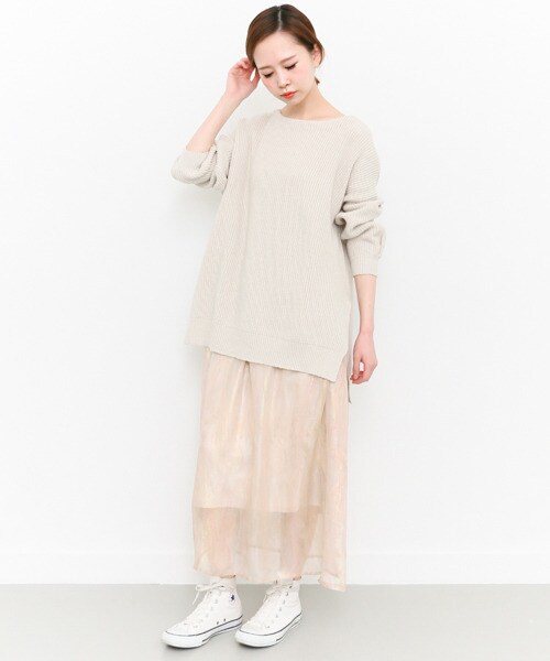 KBF（ケイビーエフ）の「極光色彩及踝長裙（スカート・レディース・淺灰色/薄荷綠/炭黑色・one）」の5枚目の写真