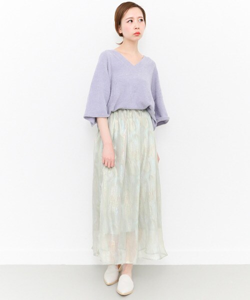 KBF（ケイビーエフ）の「極光色彩及踝長裙（スカート・レディース・淺灰色/薄荷綠/炭黑色・one）」の7枚目の写真
