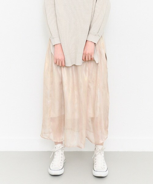 KBF（ケイビーエフ）の「極光色彩及踝長裙（スカート・レディース・淺灰色/薄荷綠/炭黑色・one）」の4枚目の写真