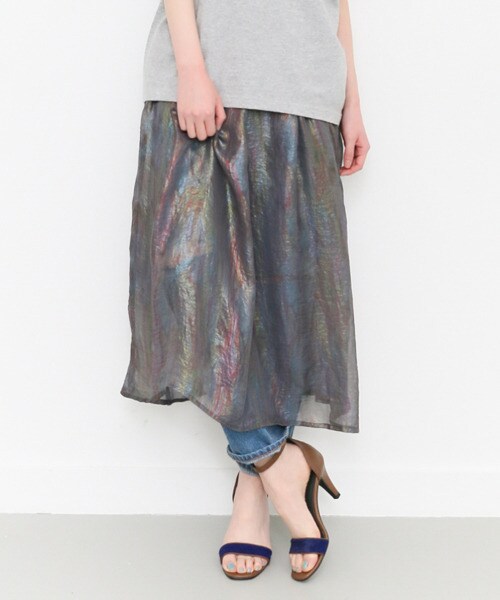 KBF（ケイビーエフ）の「極光色彩及踝長裙（スカート・レディース・淺灰色/薄荷綠/炭黑色・one）」の8枚目の写真