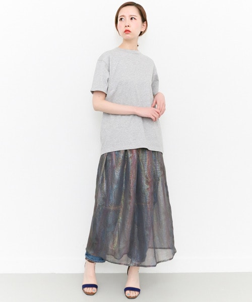 KBF（ケイビーエフ）の「極光色彩及踝長裙（スカート・レディース・淺灰色/薄荷綠/炭黑色・one）」の9枚目の写真