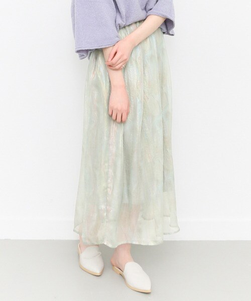 KBF（ケイビーエフ）の「極光色彩及踝長裙（スカート・レディース・淺灰色/薄荷綠/炭黑色・one）」の6枚目の写真