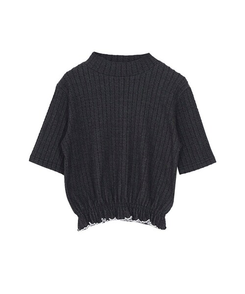 merry jenny（メリージェニー）の「ケーブルフリルカットソー（トップス・レディース・オフホワイト/ブラック/ピンク）」の2枚目の写真