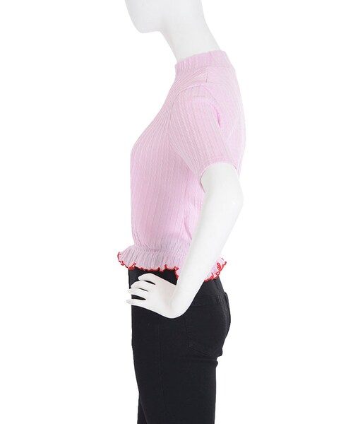 merry jenny（メリージェニー）の「ケーブルフリルカットソー（トップス・レディース・オフホワイト/ブラック/ピンク）」の8枚目の写真