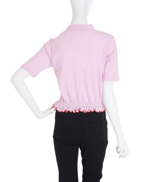 merry jenny（メリージェニー）の「ケーブルフリルカットソー（トップス・レディース・オフホワイト/ブラック/ピンク）」の9枚目の写真