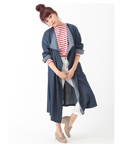 earth music&ecology（アースミュージックアンドエコロジー）の「【Special Price】【ボーダーボーダー!】ボートネックボーダープルオーバー（トップス・アイボリー/オフホワイト/杢ライトグレー/レッド/ライトイエロー/ネイビー・M/L）」の14枚目の写真