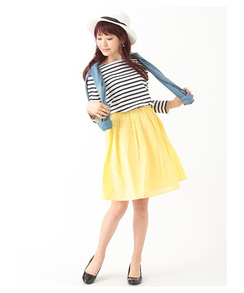 earth music&ecology（アースミュージックアンドエコロジー）の「【Special Price】【ボーダーボーダー!】ボートネックボーダープルオーバー（トップス・アイボリー/オフホワイト/杢ライトグレー/レッド/ライトイエロー/ネイビー・M/L）」の17枚目の写真