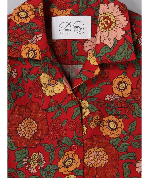 E hyphen world gallery（イーハイフンワールドギャラリー）の「M 花柄開衿シャツ（トップス・オフホワイト/レッド/ネイビー・F）」の6枚目の写真
