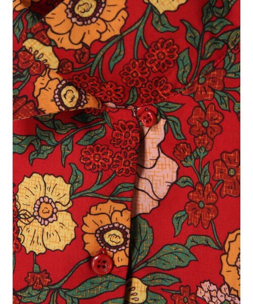 E hyphen world gallery（イーハイフンワールドギャラリー）の「M 花柄開衿シャツ（トップス・オフホワイト/レッド/ネイビー・F）」の9枚目の写真