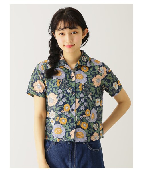 E hyphen world gallery（イーハイフンワールドギャラリー）の「M 花柄開衿シャツ（トップス・オフホワイト/レッド/ネイビー・F）」の4枚目の写真