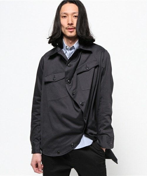 ANREALAGE（アンリアレイジ）の「ANREALAGE ミリタリーボールシャツ（シャツ/ブラウス・メンズ・ブラック/カーキブラウン・46/48）」の4枚目の写真