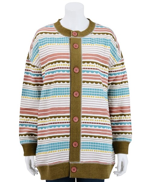 Ne-net(ネネット)の「スカラボーダー / カーディガン(トップス・レディース・blue/pink・02)」の2枚目の写真