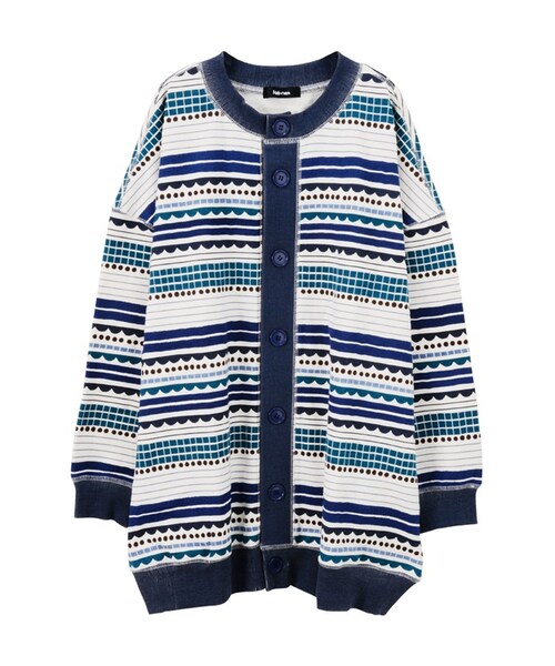 Ne-net(ネネット)の「スカラボーダー / カーディガン(トップス・レディース・blue/pink・02)」の1枚目の写真