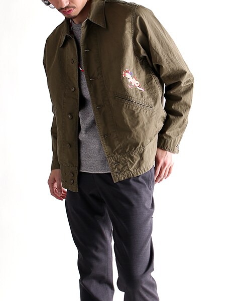 CAL O LINE(キャルオーライン)の「DTLA SPUVENIOR JACKET(ジャケット/アウター・メンズ・オリーブ/ネイビー・M/L)」の4枚目の写真