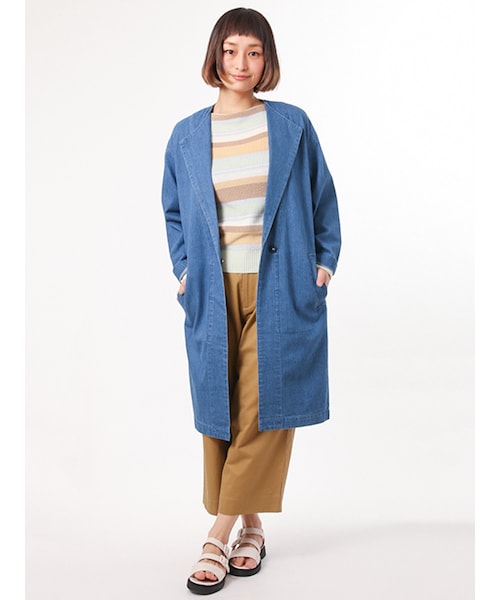 w closet（ダブルクローゼット）の「コットンツイル8分丈タックパンツ（パンツ・レディース・ベージュ/サックス/ブラック・FREE）」の13枚目の写真