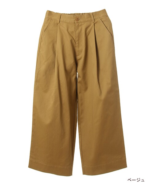 w closet（ダブルクローゼット）の「コットンツイル8分丈タックパンツ（パンツ・レディース・ベージュ/サックス/ブラック・FREE）」の2枚目の写真