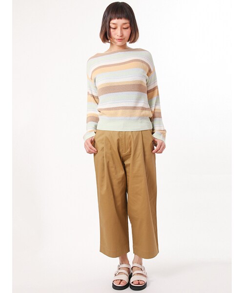 w closet（ダブルクローゼット）の「コットンツイル8分丈タックパンツ（パンツ・レディース・ベージュ/サックス/ブラック・FREE）」の12枚目の写真