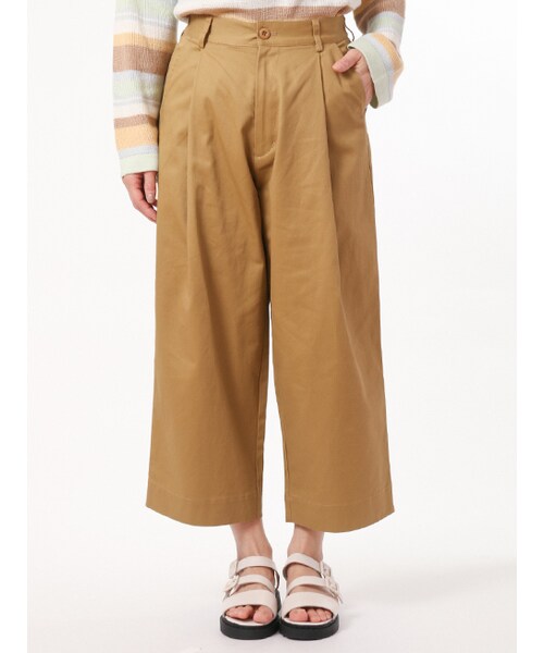 w closet（ダブルクローゼット）の「コットンツイル8分丈タックパンツ（パンツ・レディース・ベージュ/サックス/ブラック・FREE）」の4枚目の写真