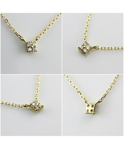 pinacoteca（ピナコテーカ）の「ピナコテーカ 544 プリンセスカット 風 ダイヤモンド ネックレス（ネックレス・レディース・ゴールド・40cm）」の2枚目の写真