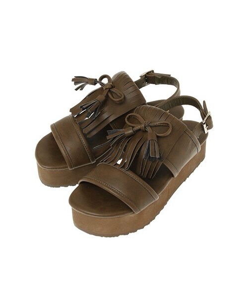 earth music&ecology(アースミュージックアンドエコロジー)の「タッセル厚底サンダル(シューズ・オフホワイト/ブラック/キャメル/カーキ・22.5cm/23cm/23.5cm/24cm/24.5cm)」の5枚目の写真