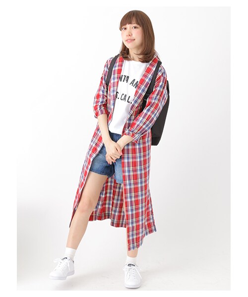 earth music&ecology(アースミュージックアンドエコロジー)の「チェックガウンシャツ(トップス・ブラック/レッド/ブルー・M/L)」の5枚目の写真