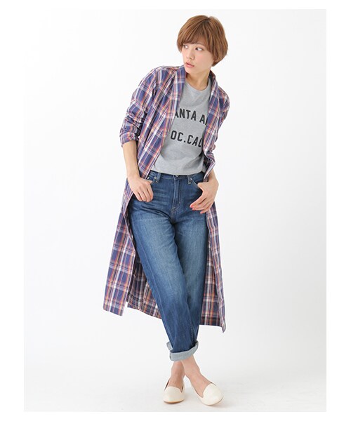 earth music&ecology(アースミュージックアンドエコロジー)の「チェックガウンシャツ(トップス・ブラック/レッド/ブルー・M/L)」の7枚目の写真