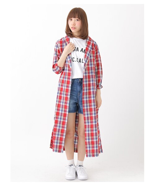 earth music&ecology(アースミュージックアンドエコロジー)の「チェックガウンシャツ(トップス・ブラック/レッド/ブルー・M/L)」の4枚目の写真