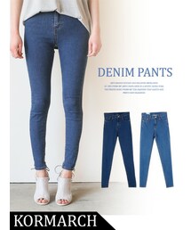 KORMARCH | 美シルエットをキープする引き締め感のデニムパンツ(デニムパンツ)